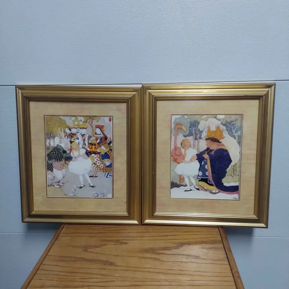 Alice's Adventures In Wonderland (1923) Lippincott Prints, Gold Frames 15